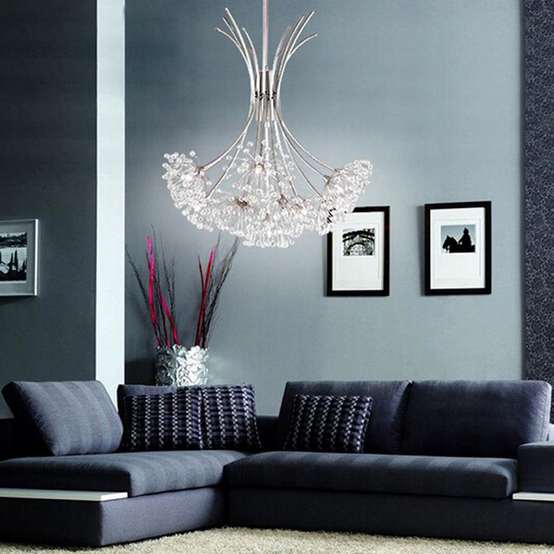 zx modern k9 crystal chandelier g4 led dandelion h80cm lights lustre sitting room indoor decorative ceiling lamp tree lampshade