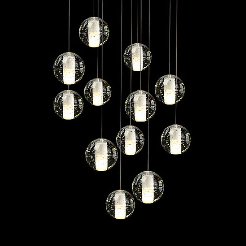 zx modern led crystal chandelier magic crystal ball hall lamp loft stair g4 light diy meteor shower lustre pendant lamp 90-260v