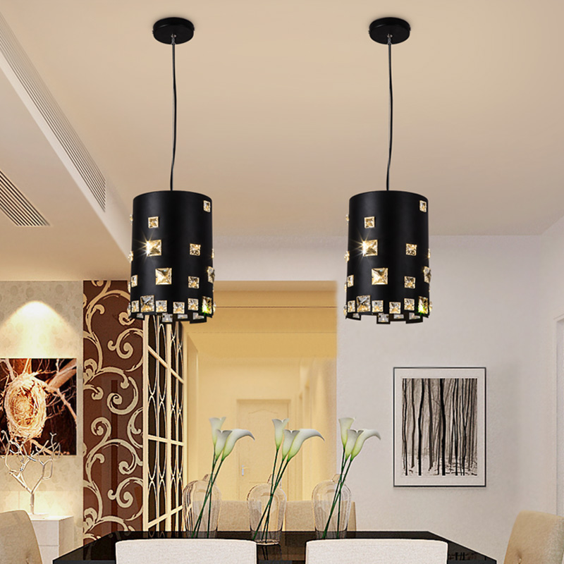 zx modern led crystal dining room pendant lamp contracted circular three-color dimming lighting personality living room lamp