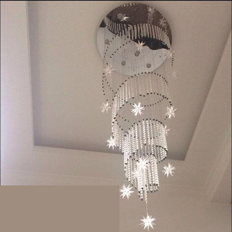 zx modern led crystal screw chandelier contracted stars loft spiral staircase droplight lustre gu10 villa lamp