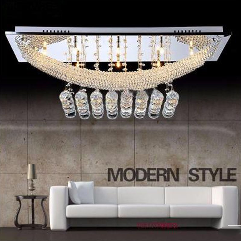 zx modern luxury crystal led ceiling lamp rectangle sitting room hall bedroom droplight ac g4 bulbs customrized