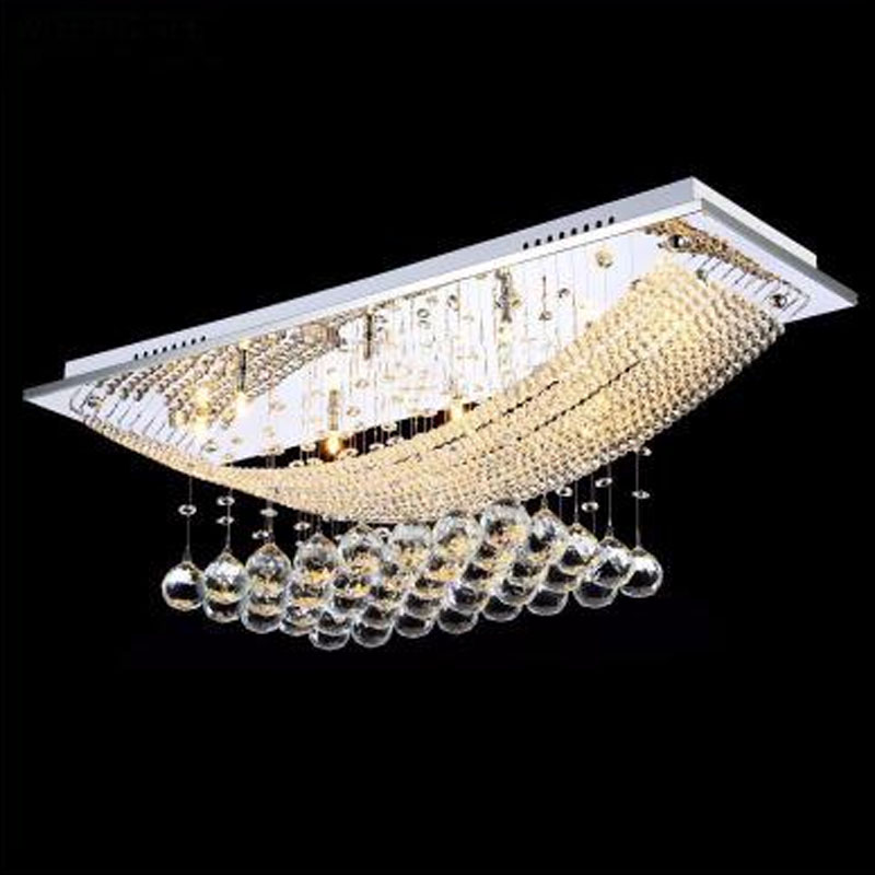 zx modern luxury crystal led ceiling lamp rectangle sitting room hall bedroom droplight ac g4 bulbs customrized