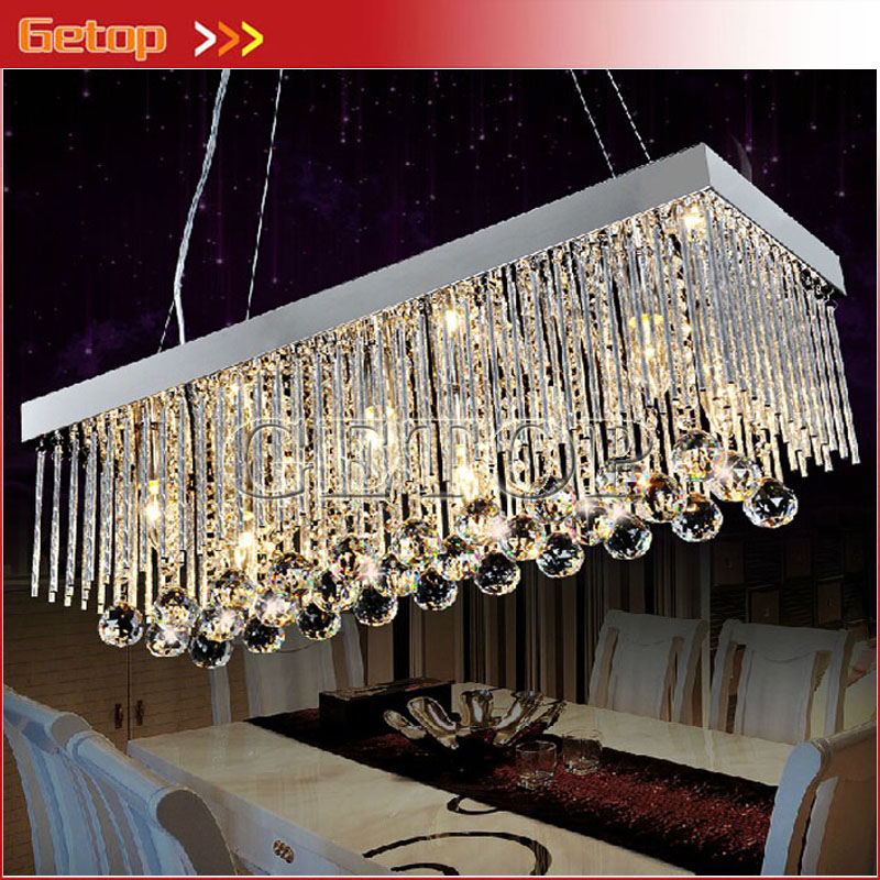 zx modern luxury crystal led restaurant chandelier rectangle e14 indoor pendant lamp contracted lighting