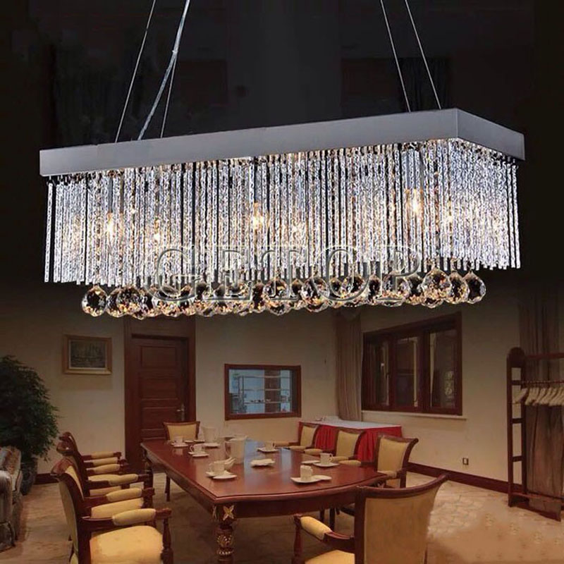 zx modern luxury crystal led restaurant chandelier rectangle e14 indoor pendant lamp contracted lighting