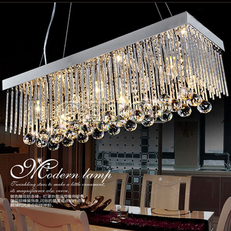 zx modern luxury crystal led restaurant chandelier rectangle e14 indoor pendant lamp contracted lighting