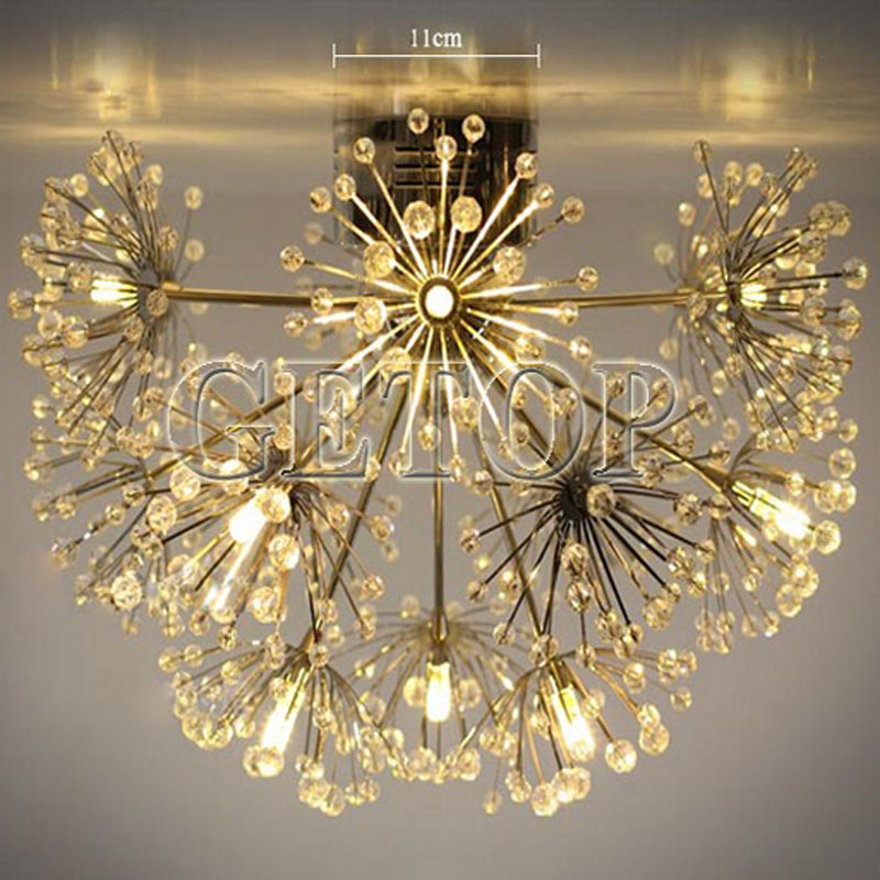 zx modern luxury led crystal ceiling lamp dandelion creative design led included fixture parlor bedroom restaurant lustre lamp