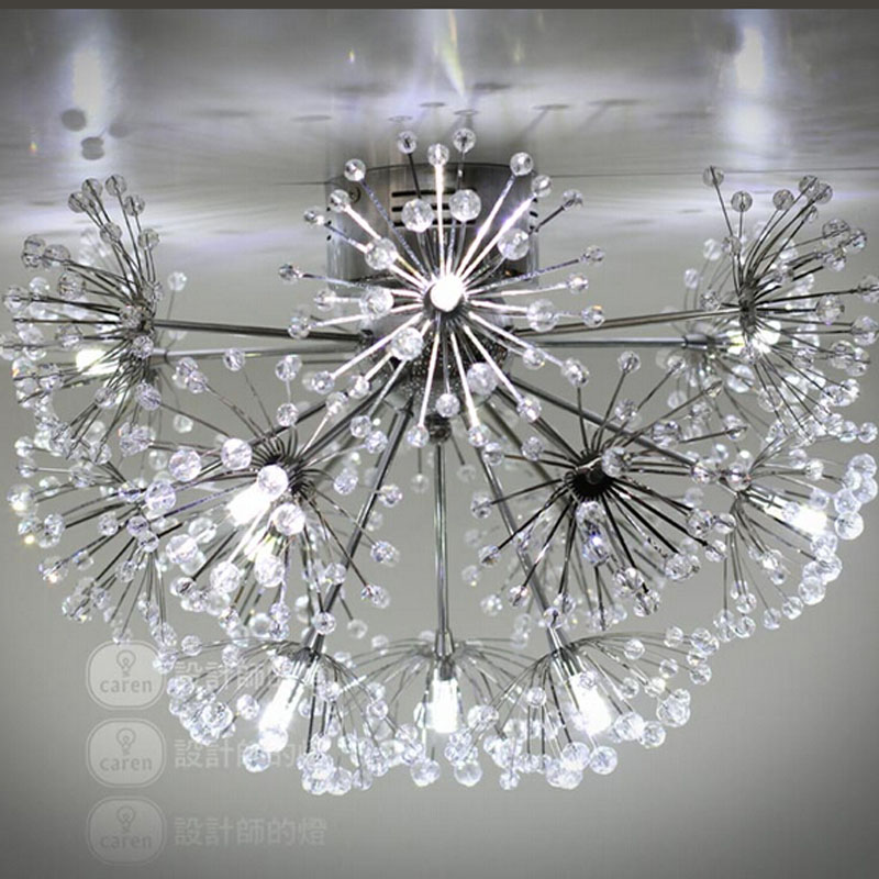 zx modern luxury led crystal ceiling lamp dandelion creative design led included fixture parlor bedroom restaurant lustre lamp