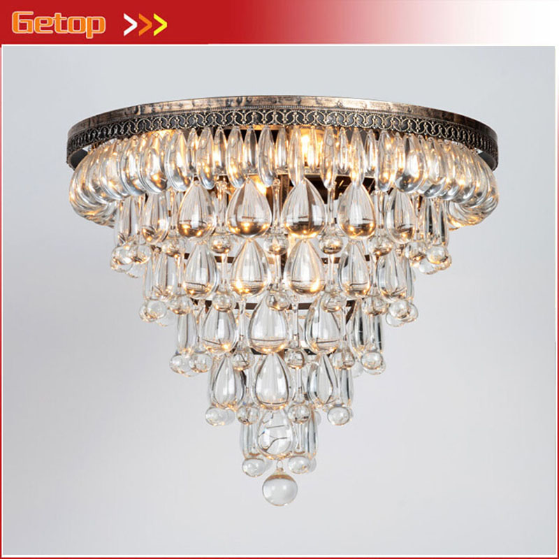 zx modern luxury waterdrop crystal circular ceiling lamp american retro crystal chain led light fixture for sitting room balcony