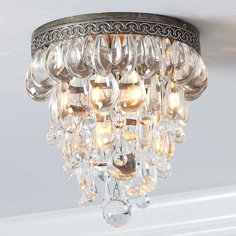 zx modern luxury waterdrop crystal circular ceiling lamp american retro crystal chain led light fixture for sitting room balcony