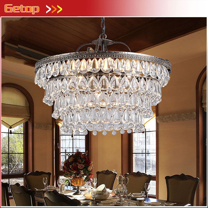 zx modern luxury waterdrop crystal led circular pendant lamp american retro crystal chain light fixture for sitting room balcony