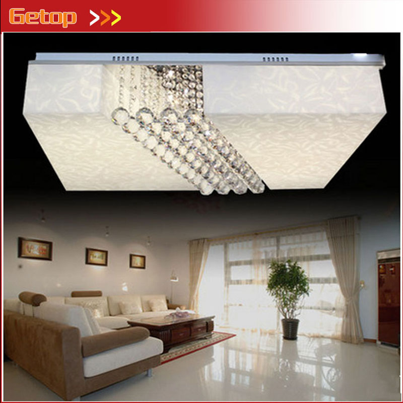 zx modern new acrylic crystal led ceiling lamp modern rectangle sittingroom bedroom restaurant sectional remote control lamp