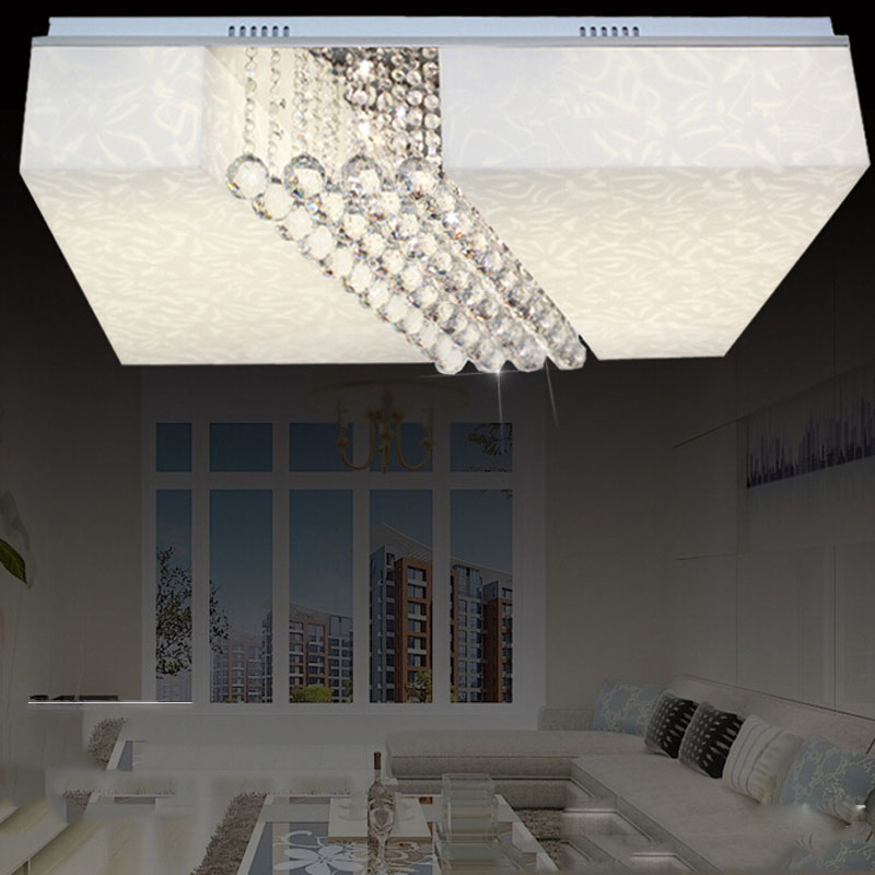 zx modern new acrylic crystal led ceiling lamp modern rectangle sittingroom bedroom restaurant sectional remote control lamp