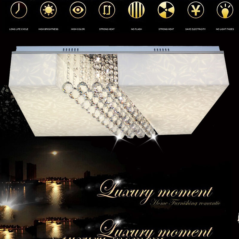 zx modern new acrylic crystal led ceiling lamp modern rectangle sittingroom bedroom restaurant sectional remote control lamp