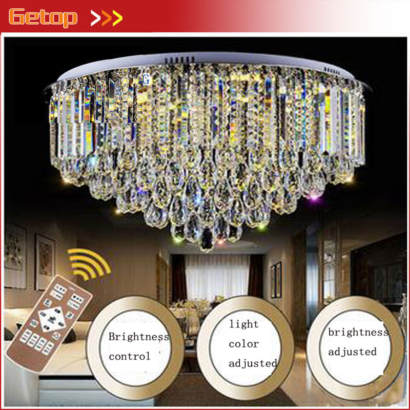 zx modern new luxury k9 crystal chain led ceiling lamp lustre circular led chip light fixture livingroom restaurant bedroom hall