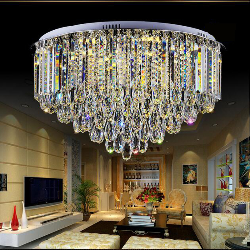 zx modern new luxury k9 crystal chain led ceiling lamp lustre circular led chip light fixture livingroom restaurant bedroom hall