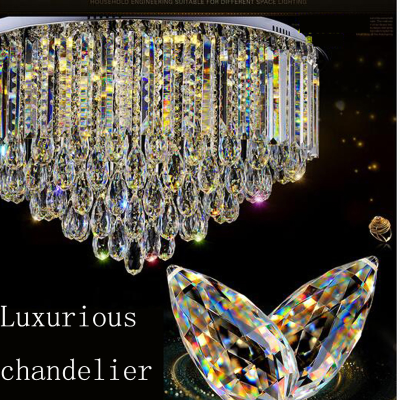 zx modern new luxury k9 crystal chain led ceiling lamp lustre circular led chip light fixture livingroom restaurant bedroom hall