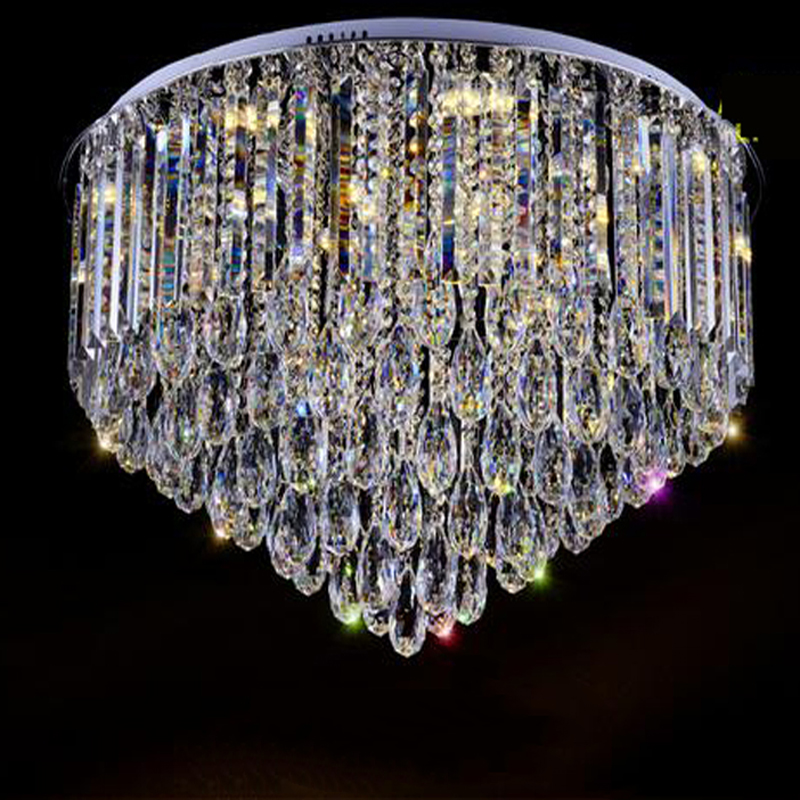 zx modern new luxury k9 crystal chain led ceiling lamp lustre circular led chip light fixture livingroom restaurant bedroom hall