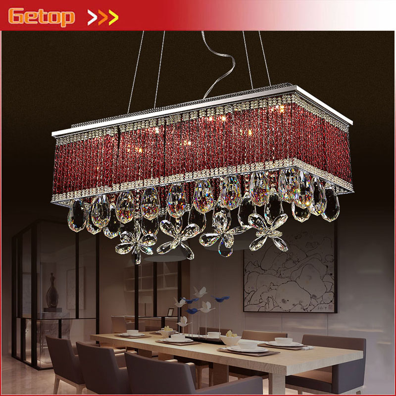 zx modern rectangular restaurant chandelier led crystal pendant lamps individuality creative living room bedroom indoor lighting