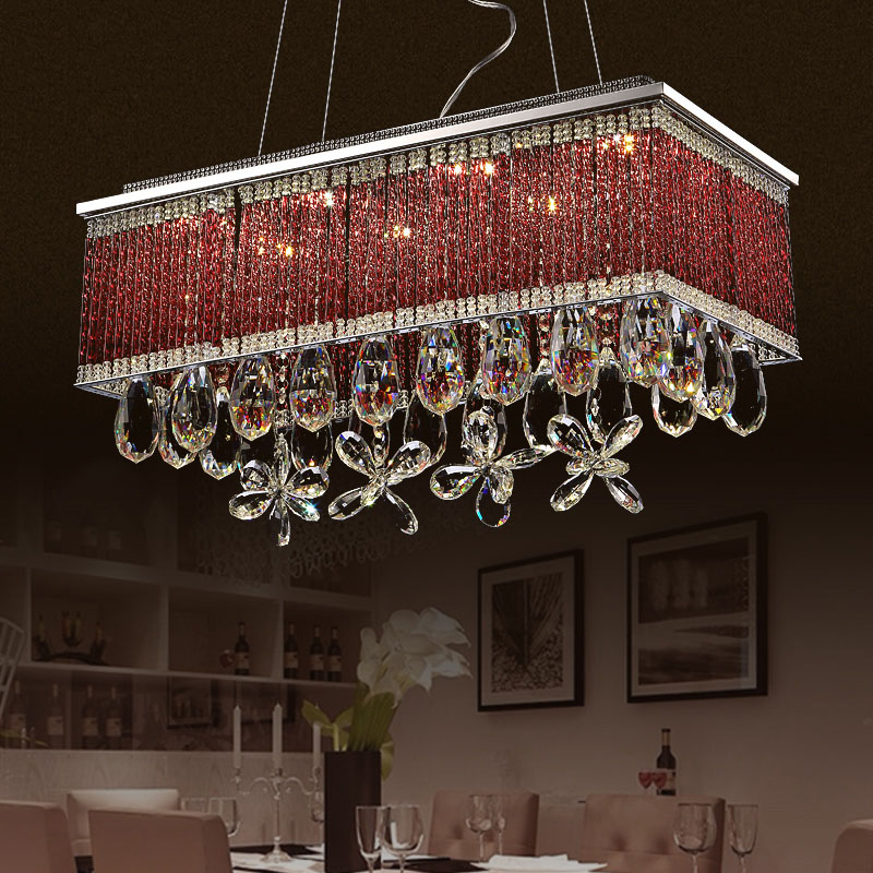 zx modern rectangular restaurant chandelier led crystal pendant lamps individuality creative living room bedroom indoor lighting