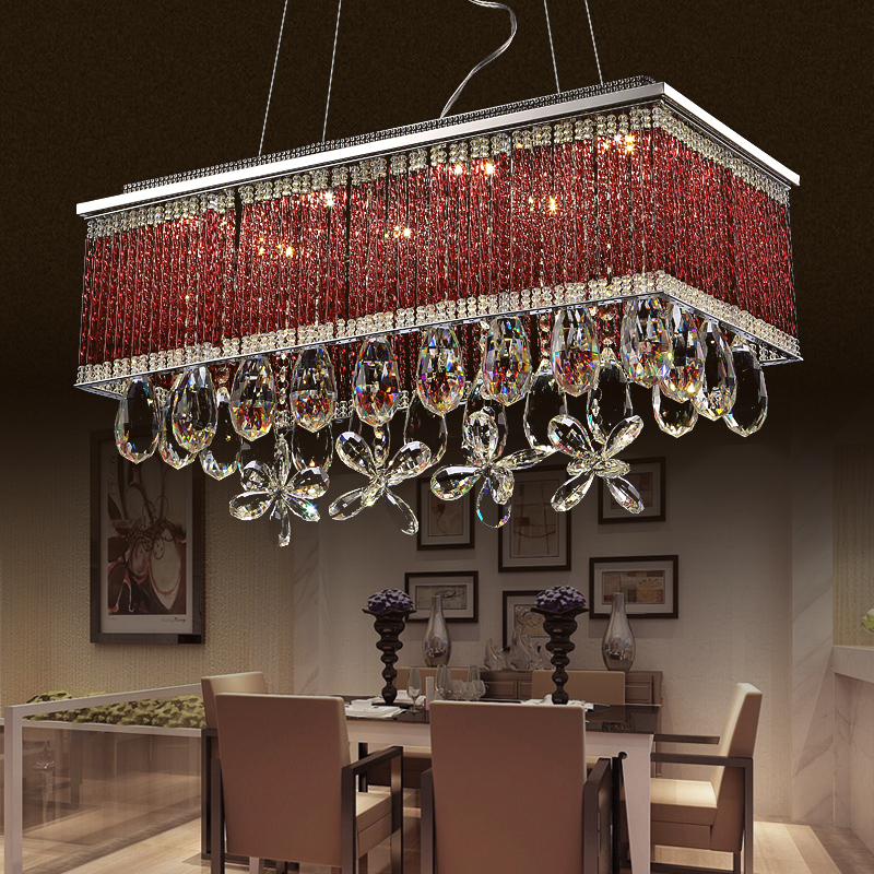 zx modern rectangular restaurant chandelier led crystal pendant lamps individuality creative living room bedroom indoor lighting