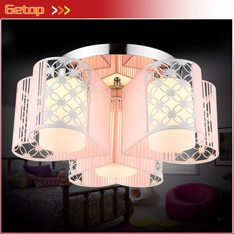 zx modern romantic heart shape e27 led ceiling lamp creative pink cloth circular chassis lights for wedding room bedroom lamp