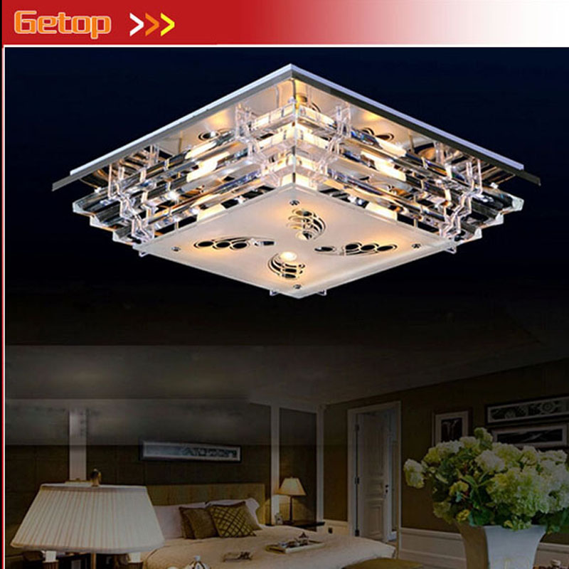 zx modern simple k9 crystal glass ceiling lamp rectangle e14 led light restaurant bedroom living room lamp indoor lighting