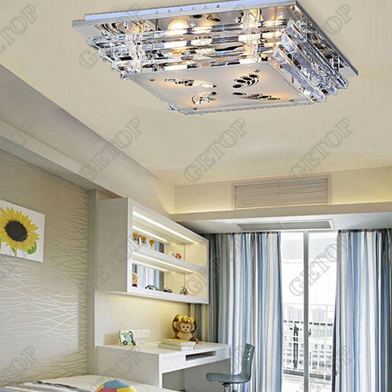 zx modern simple k9 crystal glass ceiling lamp rectangle e14 led light restaurant bedroom living room lamp indoor lighting