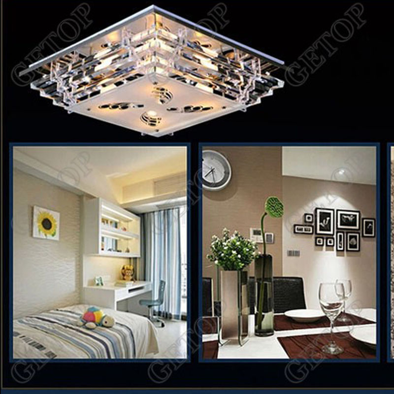 zx modern simple k9 crystal glass ceiling lamp rectangle e14 led light restaurant bedroom living room lamp indoor lighting