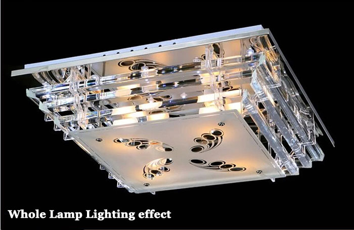 zx modern simple k9 crystal glass ceiling lamp rectangle e14 led light restaurant bedroom living room lamp indoor lighting