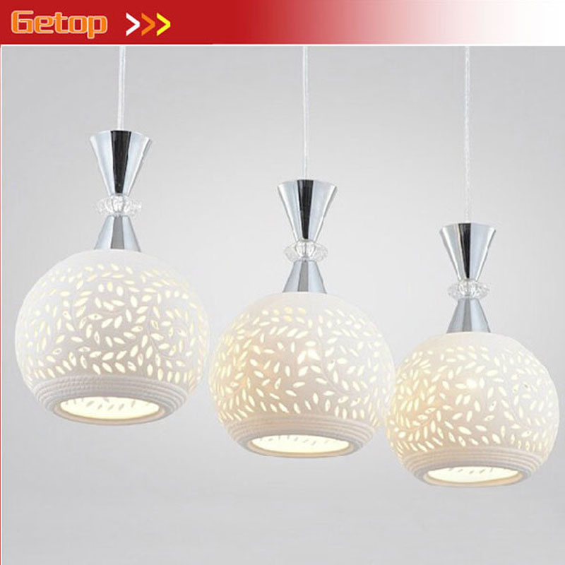 zx modern white through-carved ceramic e27*3 bulbs led chandelier for bedroom dining-room table lamp indoor lighting