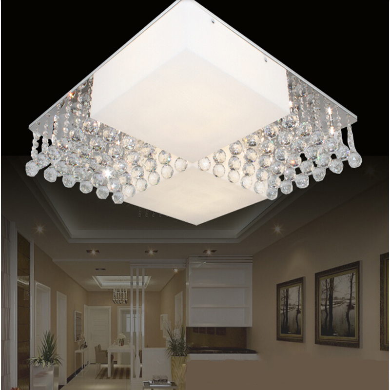 zx new acrylic crystal led chip ceiling lamp modern rectangle sittingroom bedroom restaurant sectional remote control lamp