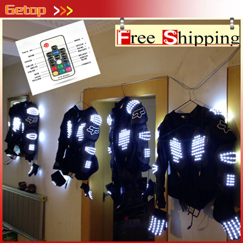 zx new arrived rgb color led show led armor led suit robot costume led luminous clothing for night club party ktv party supplies