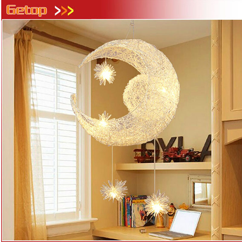 zx new creative star moon led chandelier magic lustre light fixture bar balcony restaurant children room lamp