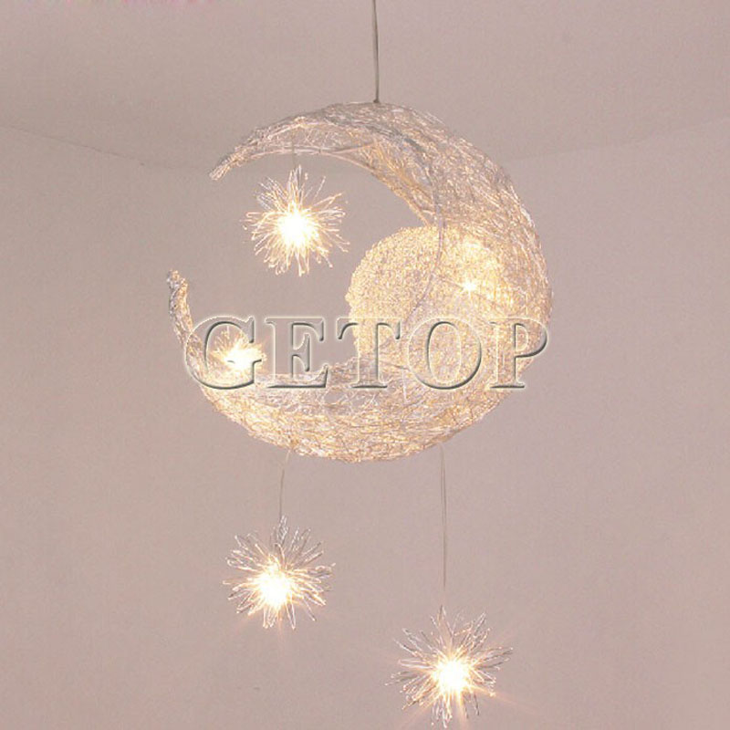 zx new creative star moon led chandelier magic lustre light fixture bar balcony restaurant children room lamp