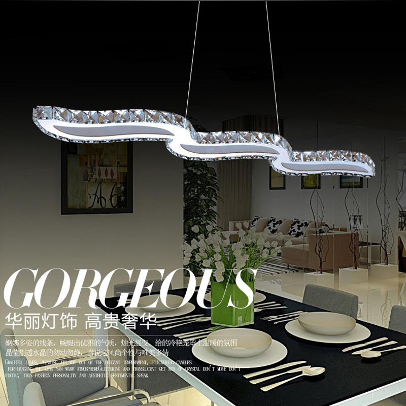 zx new crystal led restaurant pendant lamp creative lustre stepless adjusted suspension light fixture living room bedroom lamp