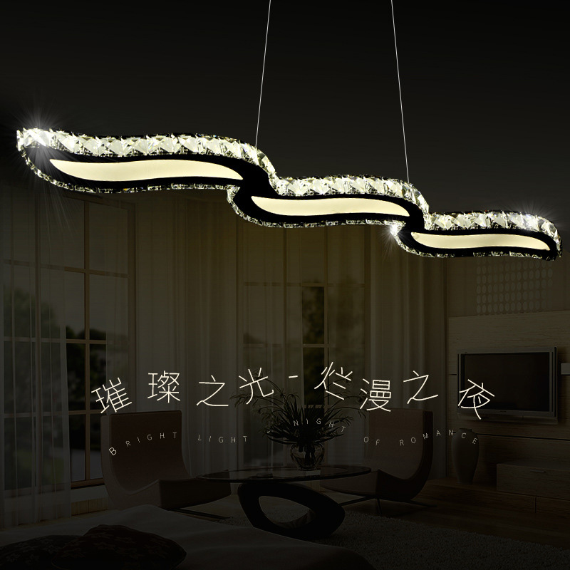 zx new crystal led restaurant pendant lamp creative lustre stepless adjusted suspension light fixture living room bedroom lamp