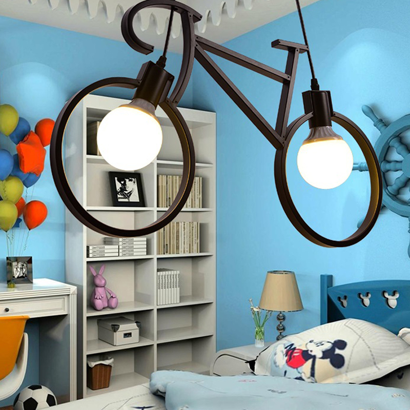 zx northern creative bicycle pendant light bedroom dining room lamps bike pendant for children modern led lighting fixture