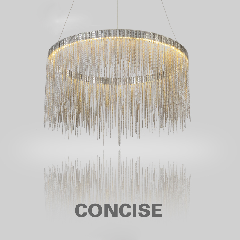 zx postmodern iron tassel chandelier luxury nordic large hall lighting aluminum chain lliving room restaurant led pendant lamp