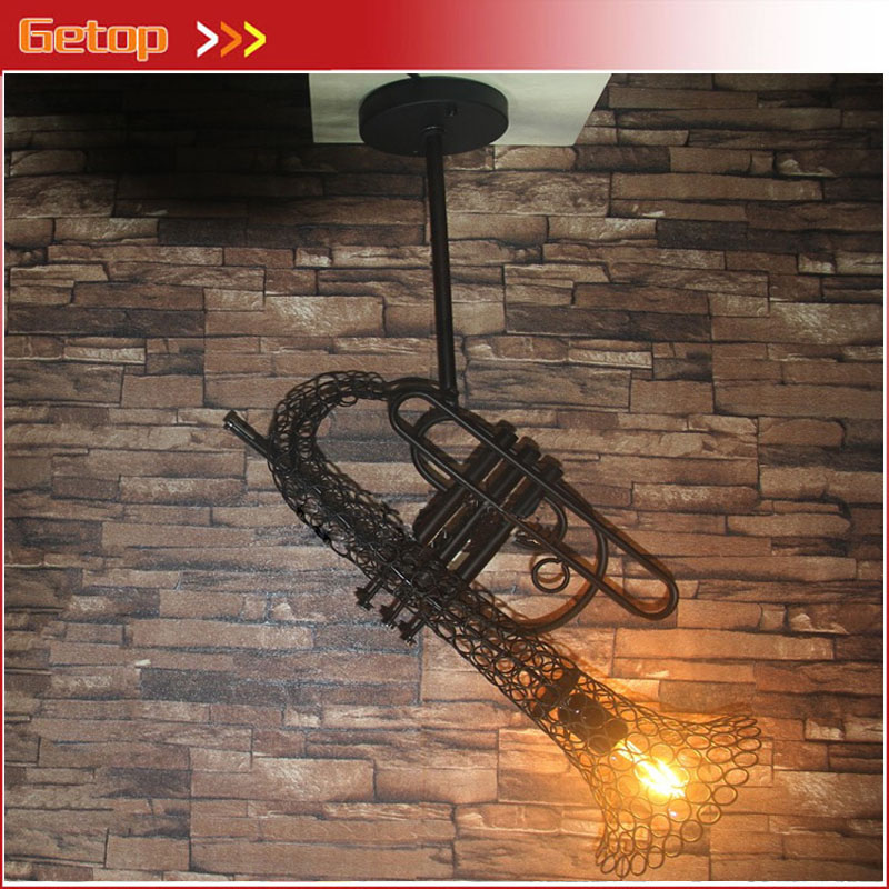 zx retro wrought iron industrial led pendant lamp creative sachs shape led artistic lighting fixture cafe bar restaurant lamp