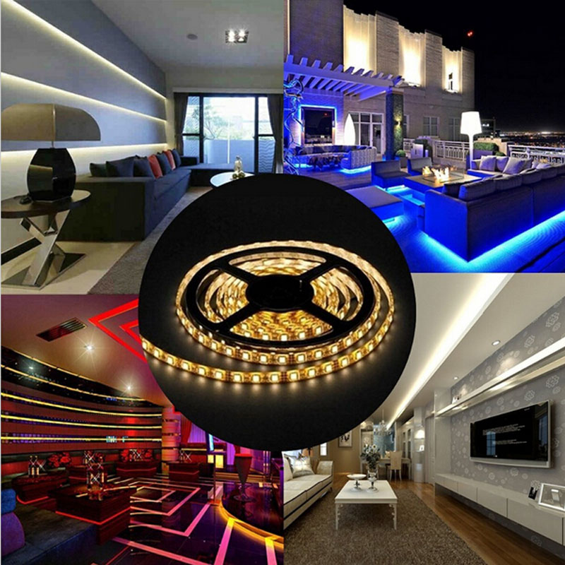 zx rgb 5m/roll ip65 waterproof led strip smd 5050 dc 12v led decorative tape light string lights flexible neon 14.4w