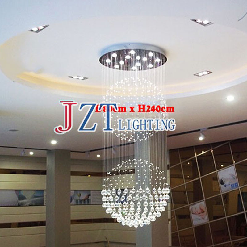 zx villa double entry building stairs lamp stateroom lamp k9 crystal ball gu10 led chandelier