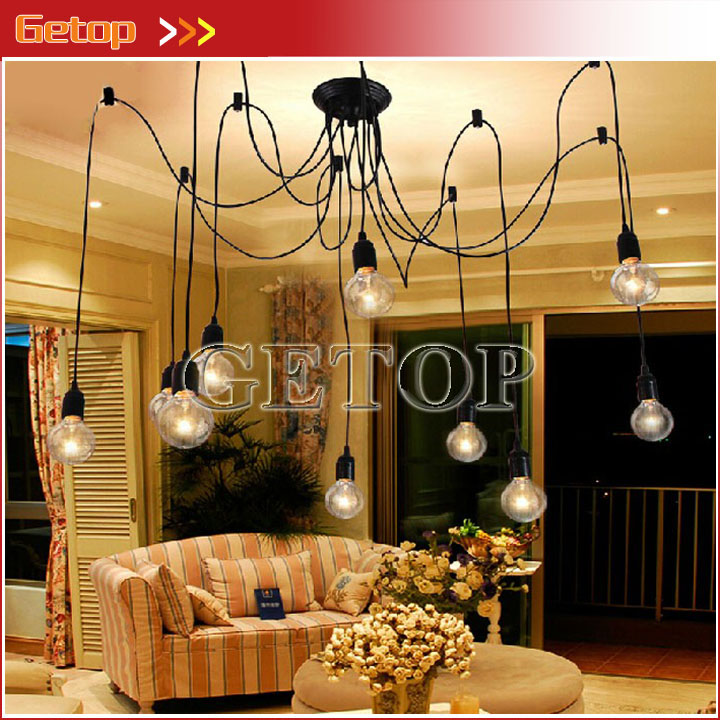 zx vintage industrial led pendant lamp creative spider bull droplight fixture restaurant clothing store sitting room lighting