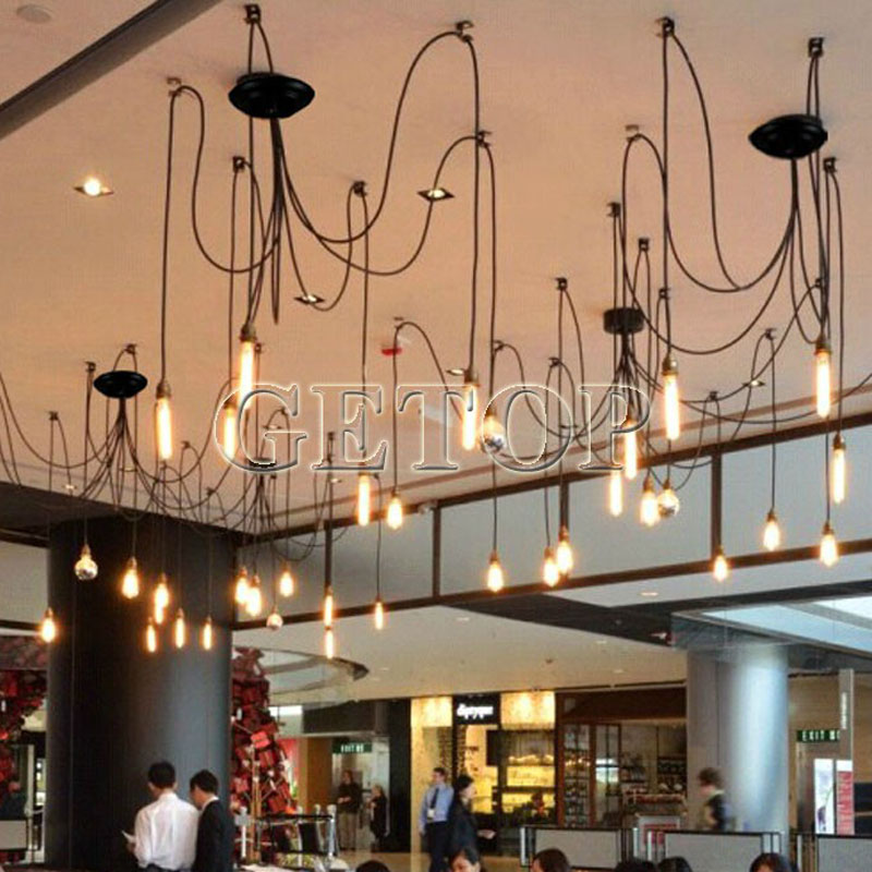 zx vintage industrial led pendant lamp creative spider bull droplight fixture restaurant clothing store sitting room lighting