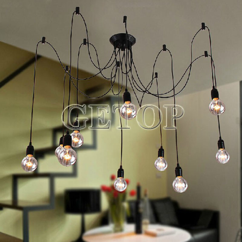 zx vintage industrial led pendant lamp creative spider bull droplight fixture restaurant clothing store sitting room lighting