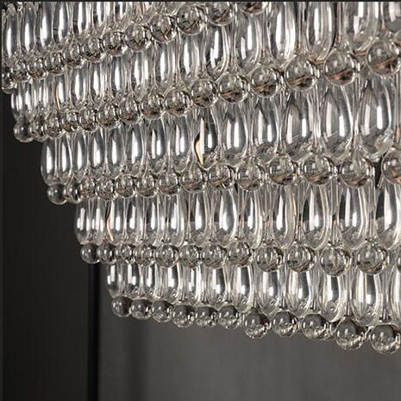 zx waterdrop crystal chain led chandelier american retro rectangle e14 bulbs restaurant sitting room lamp