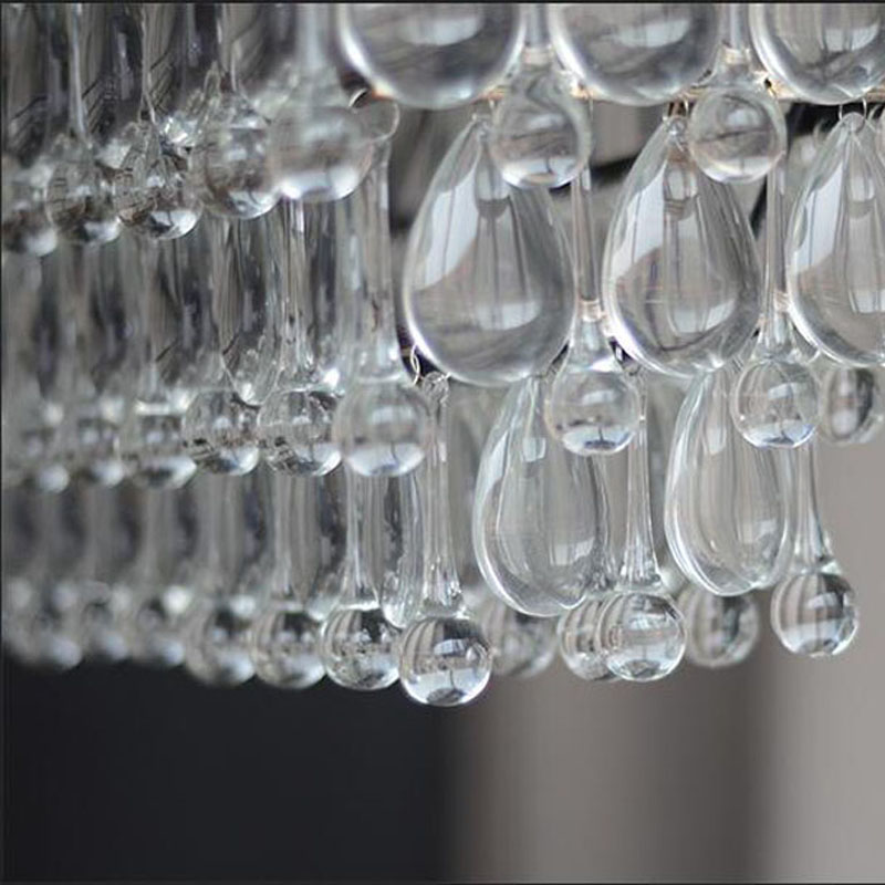 zx waterdrop crystal chain led chandelier american retro rectangle e14 bulbs restaurant sitting room lamp