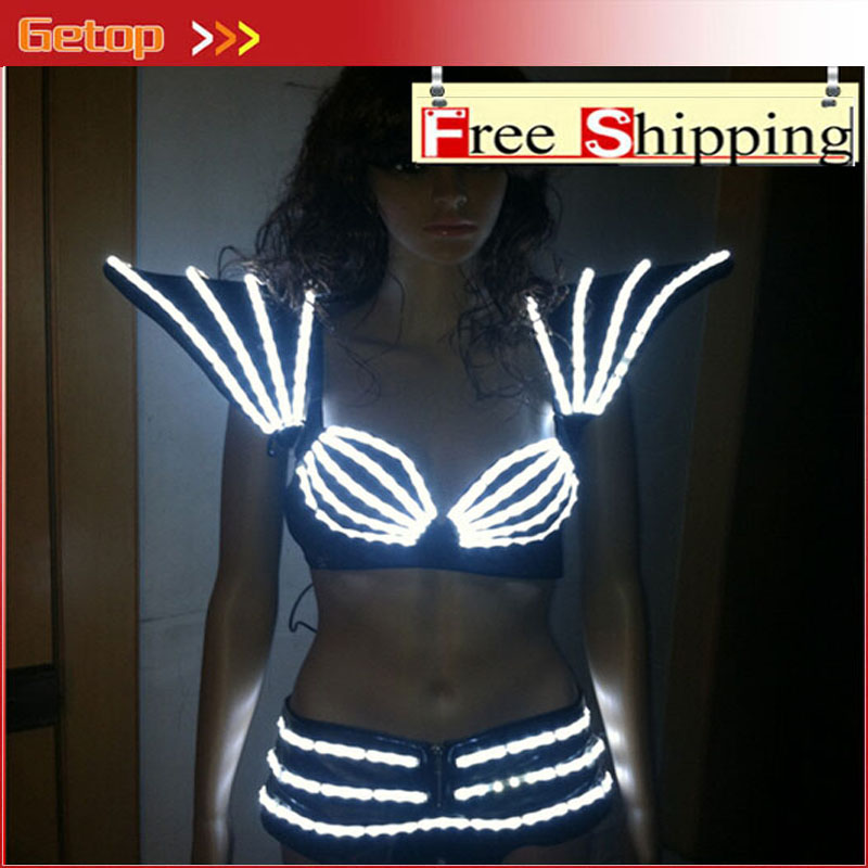 zx women clothes flashing glowing led costumes led clothing light suits led robot led lights costumes led suit