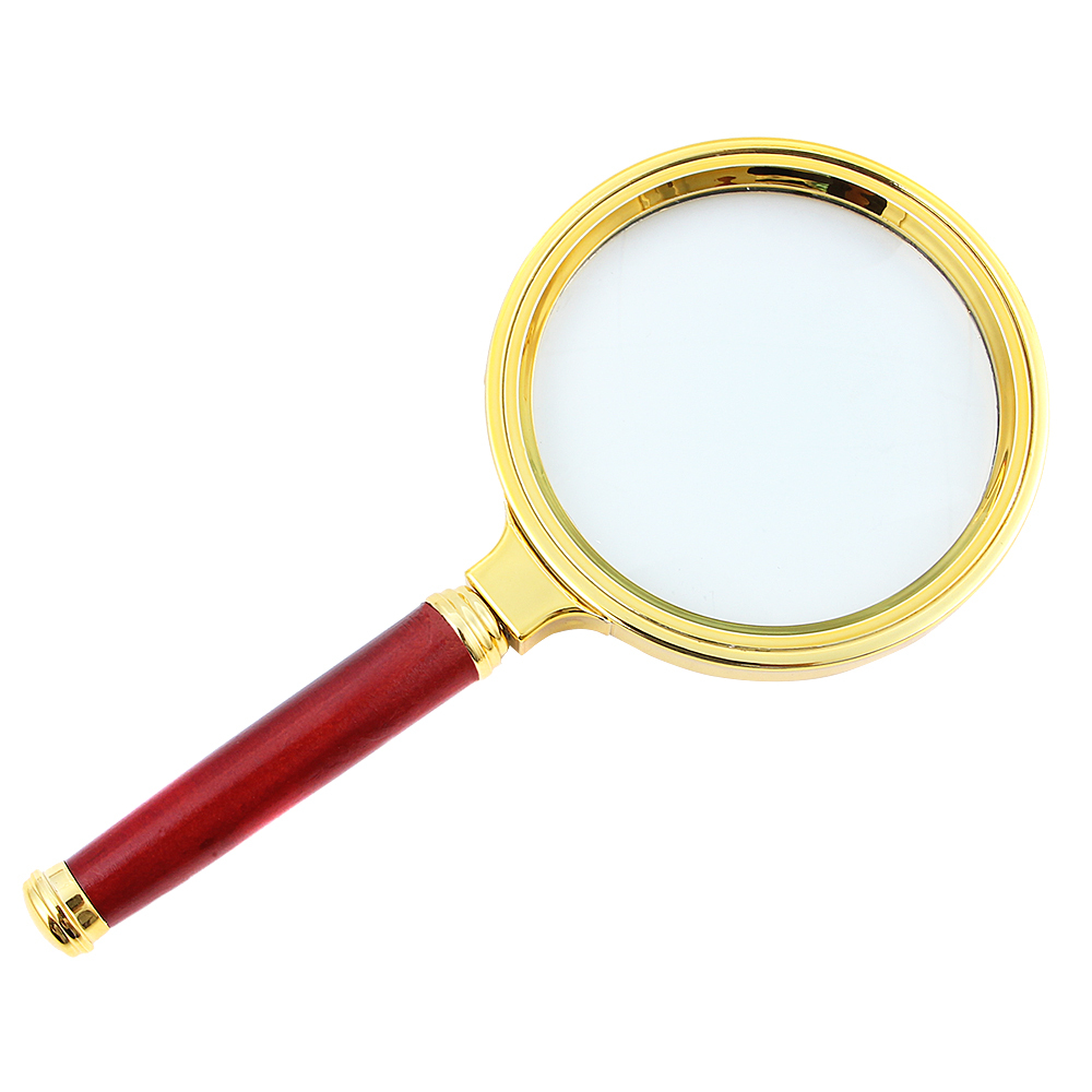 10x handheld magnifier with 80mm glass lens with metal shank wood material jewellery portable loupe reading metal magnifying