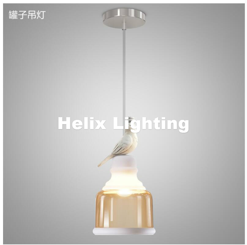 1l bird nordic vintage retro pendant lights e27 led lamp resin bird cage lampshade lighting hanging light fixture