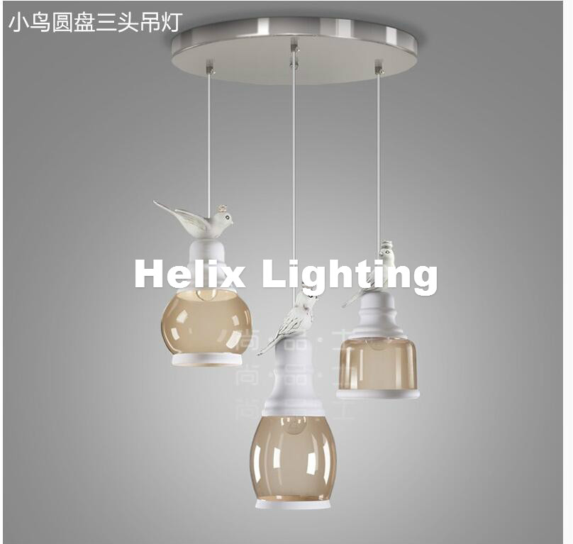 1l bird nordic vintage retro pendant lights e27 led lamp resin bird cage lampshade lighting hanging light fixture